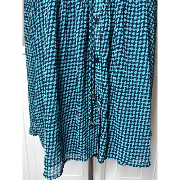 Michael Michael Kors Geometric Print Long Sleeve Button Up Blouse Top Size 1X - Picture 3 of 13